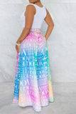 Goosudu Letter Print Colorful Gradient Wide Leg Pants