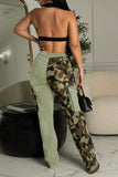 Goosudu Camouflage Patchwork Punk Patch Pocket Pants