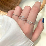 Goosudu "Parallel Cross Lines" Sterling Silver Diamond Ring