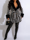 Goosudu Faux-Fur Houndstooth Jacket