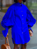 Goosudu Puff Sleeve Shirt Dress