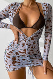 Goosudu Sexy Print Split Joint Fold Swimwears