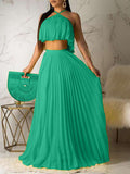 Goosudu Pleated Crop Top & Skirt Set