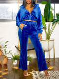 Goosudu Velvet Zip-Front Jacket & Pants Set