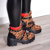 Goosudu Chunky Buckle Rivet Lightweight Boots