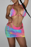 Goosudu Fashion Sexy Print Bandage Hollowed Out See-through Backless Swimwears