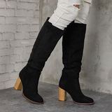 Goosudu Distressed Faux Suede Long Boots