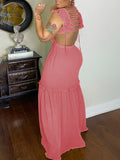 Goosudu Frilled V-Neck Maxi Dress