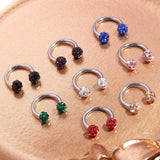 Goosudu [Queen C]Micro Pave 2 Sides Ball Screw Back Stud Lip Ring Nose Ring