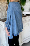 Goosudu Solid Color Elegant Ruffle Denim Coat