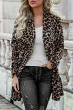 Goosudu Casual Leopard Patchwork Turndown Collar Outerwear