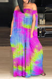 Goosudu Fashion Casual Sexy Loose Tie-dye Printed Pocket Jumpsuit