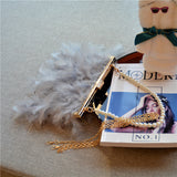 Goosudu Daily Party Patchwork Feathers Chains Pearl Bags