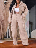 Goosudu Fleece Jacket & Cargo Pants Set