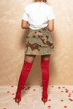 Goosudu Camouflage Cozy High Split Skirt