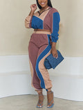 Goosudu Colorblock Zip Top & Jogger Pants Set