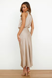 Goosudu Halter Sleeveless Satin Bridesmaid Dress