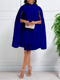 Goosudu Solid Pleated Cape Dress