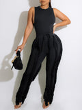 Goosudu Solid Tank Top & Fringe Pants Set