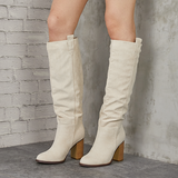 Goosudu Distressed Faux Suede Long Boots