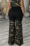 Goosudu Patchwork Camouflage Modern Bell Bottoms Pants