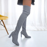 Goosudu Solid Color Flattering Over The Knee Knitted Boots