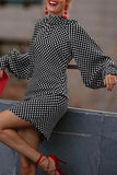 Goosudu Sweet Elegant Polka Dot Printing Mandarin Collar Printed Dress Dresses