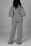 Goosudu OL Houndstooth Lantern Sleeve Belted Jumpsuit