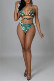 Goosudu Fashion Sexy Print Bandage Backless Swimwears