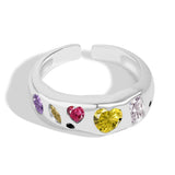 Goosudu Rainbow Zirconia Sivler Finger Band Ring