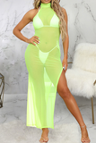 Goosudu Sexy Solid Split Joint Mesh Swimwears Cover Up