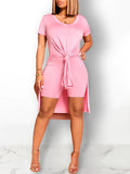 Goosudu Side-Slit Tee & Biker Shorts Set