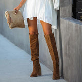 Goosudu Distressed Faux Suede Slouch Boots