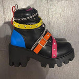 Goosudu Multicolor/Black Fashion Martin Boots