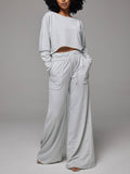 Goosudu Raw-cut Sweatshirt & Wide-Leg Pants Set