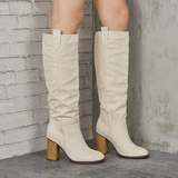 Goosudu Distressed Faux Suede Slouch Boots