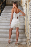 Goosudu Yvonne Sequin Feather Cocktail Dress