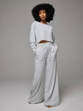 Goosudu Raw-cut Sweatshirt & Wide-Leg Pants Set