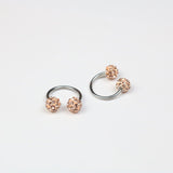 Goosudu [Queen C]Micro Pave 2 Sides Ball Screw Back Stud Lip Ring Nose Ring