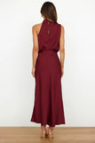 Goosudu Halter Sleeveless Satin Bridesmaid Dress