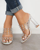 Goosudu Rivet Design Transparent Strap Punk Sandals