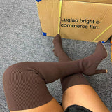 Goosudu Solid Color Flattering Over The Knee Knitted Boots