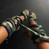 Goosudu Solid Color Unique Cross Strap Strappy Sandals