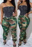 Goosudu Camouflage Sporty Drawstring Ruched Pants