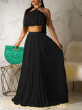 Goosudu Pleated Crop Top & Skirt Set