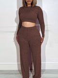 Goosudu Solid Crop Top & Pants Set