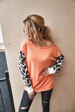 Goosudu Clearance Women's off Shoulder Knitted Color Block Sweater Leopard Print Sweater