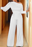 Goosudu Fashion Casual Solid Basic Oblique Collar Regular Jumpsuits