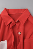Goosudu Casual Solid Patchwork Buckle Turndown Collar Long Sleeve Two Pieces