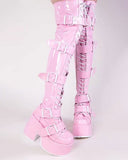 Goosudu Buckled Design Whimsical Strappy Chunky Boots